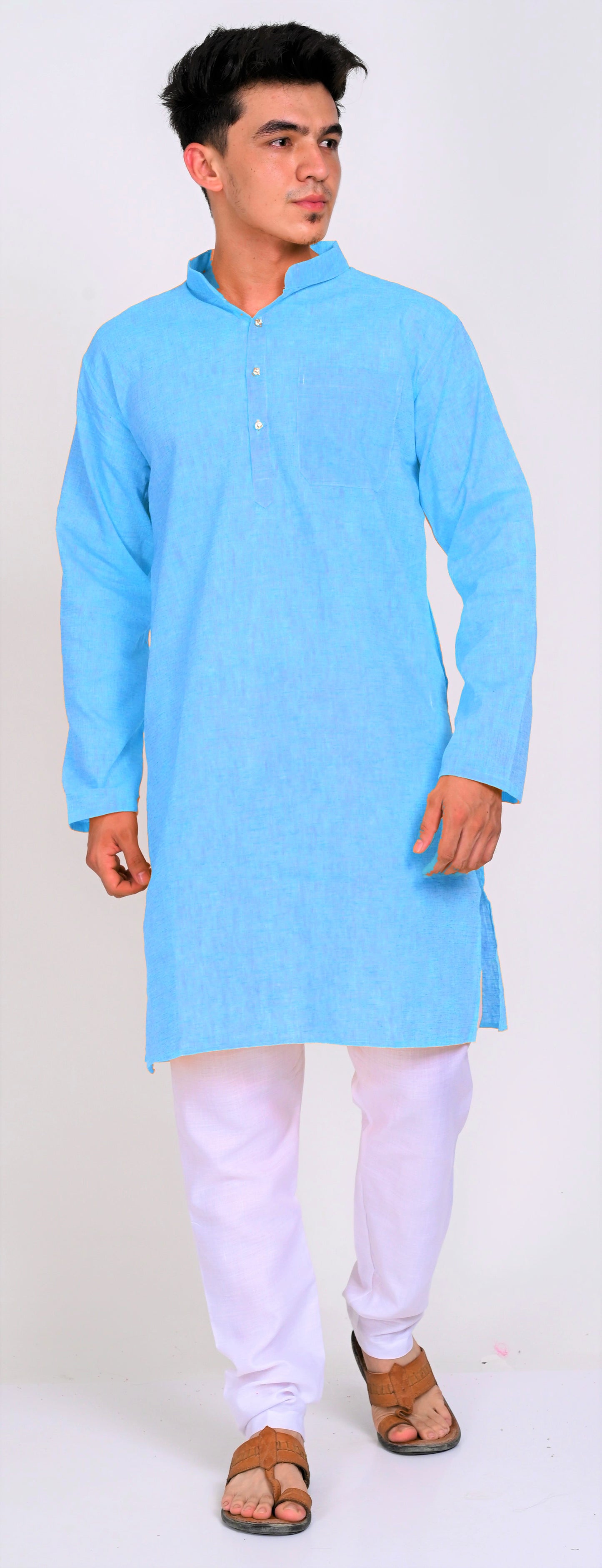 Men's Blue Premium Cotton Kurta Pajama Set