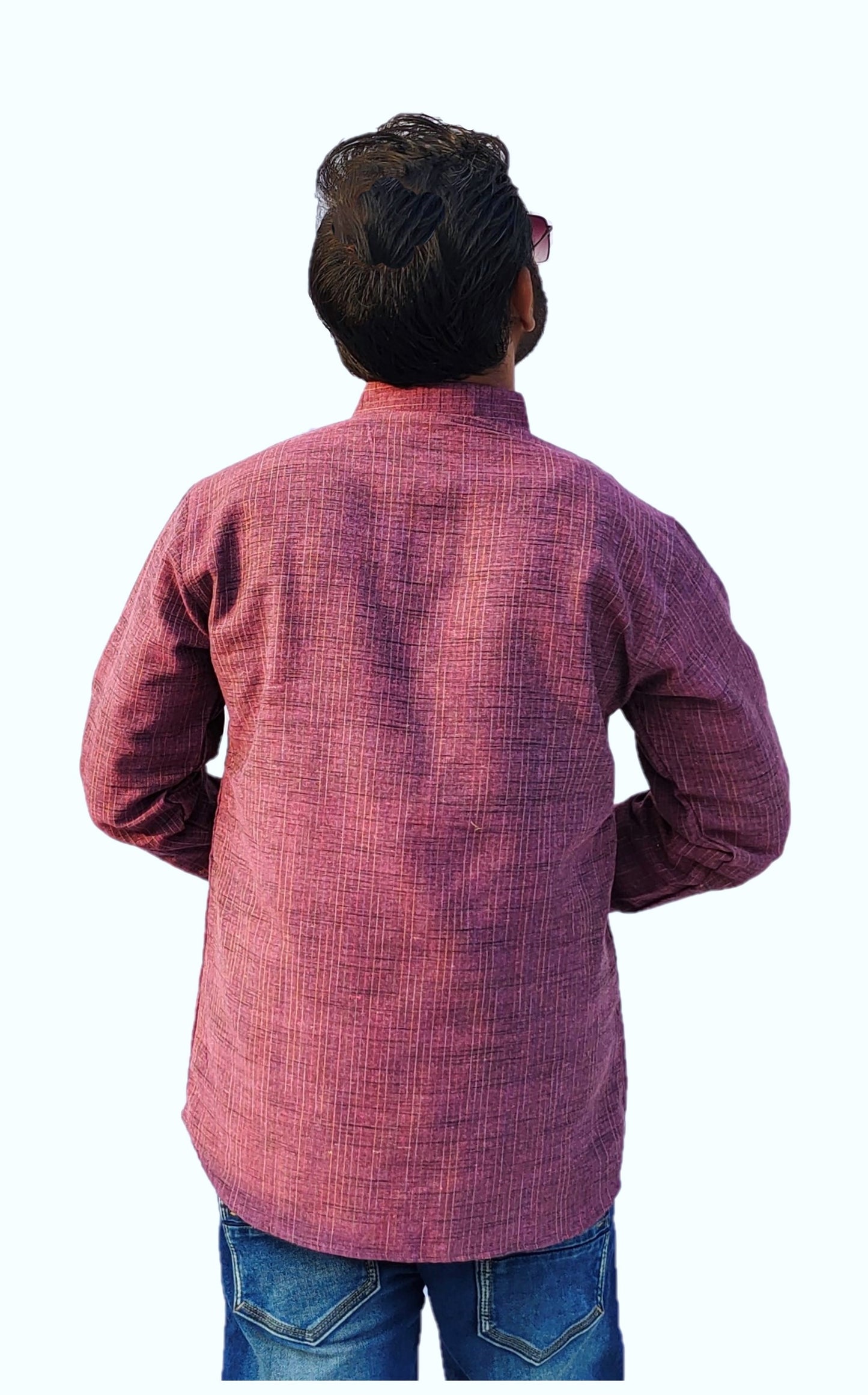 Men's Purple Cotton Khadi Shot Kurta