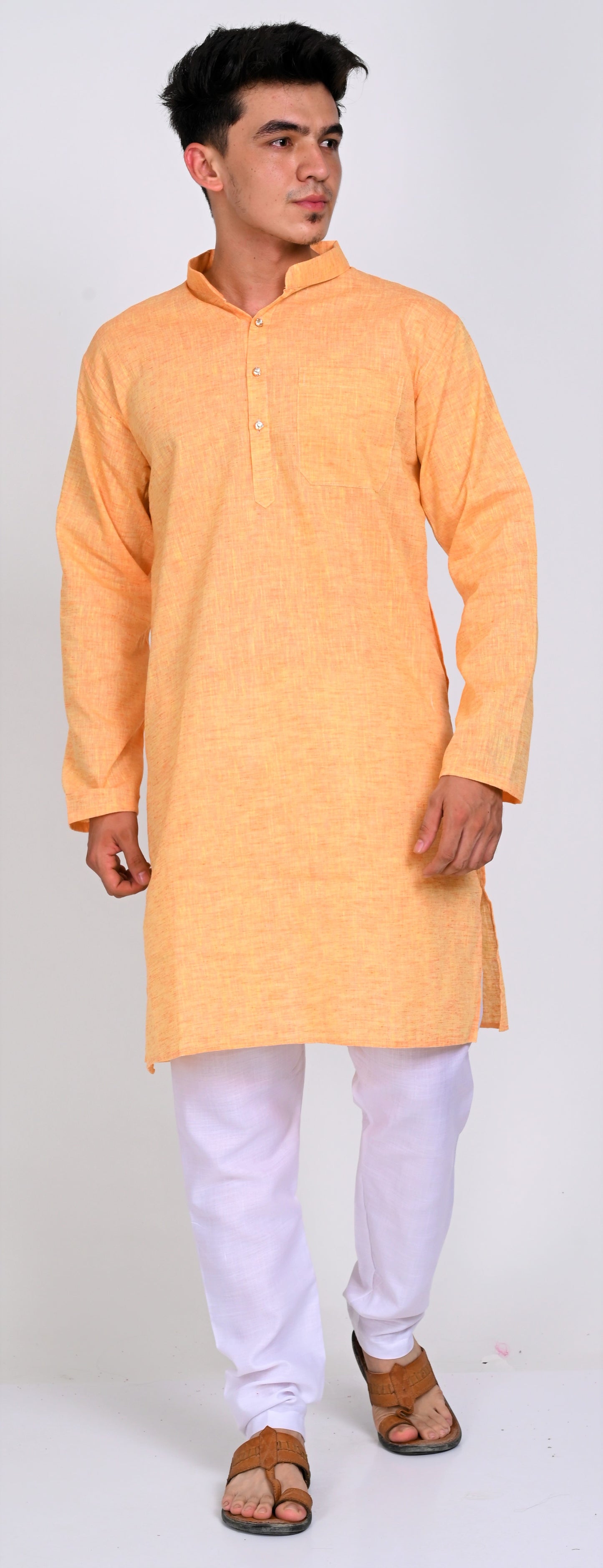 Men's Yellow Premium Cotton Kurta Pajama Set