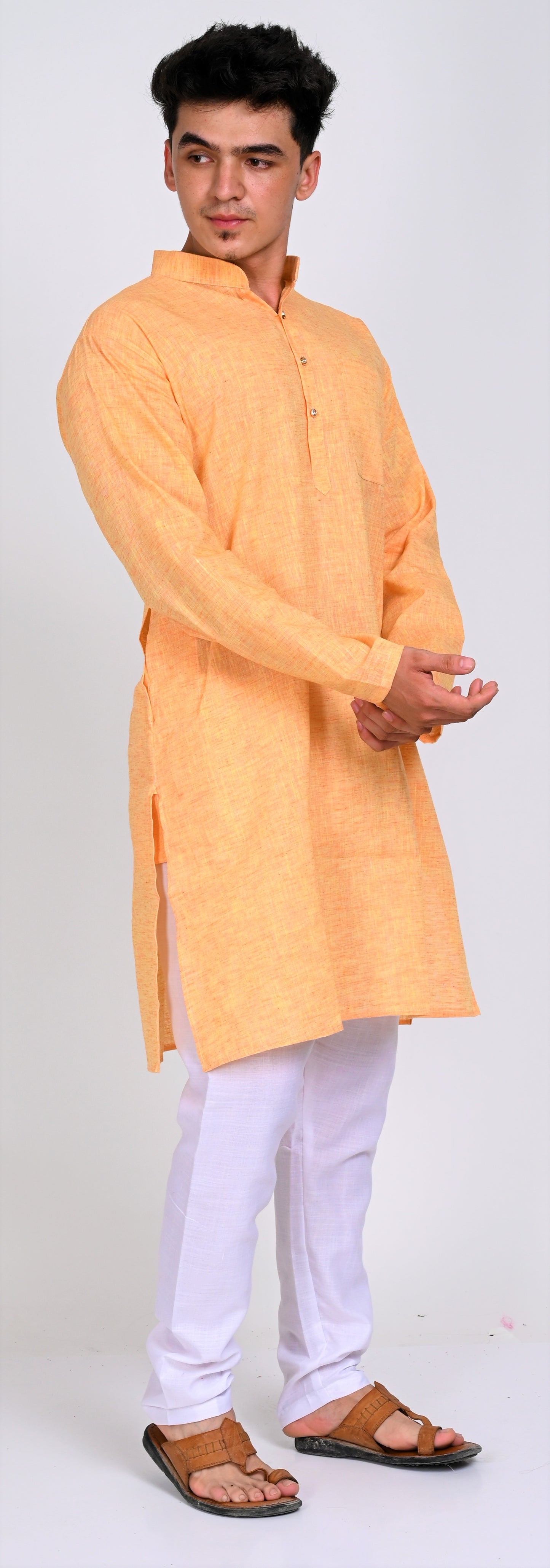 Men's Yellow Premium Cotton Kurta Pajama Set
