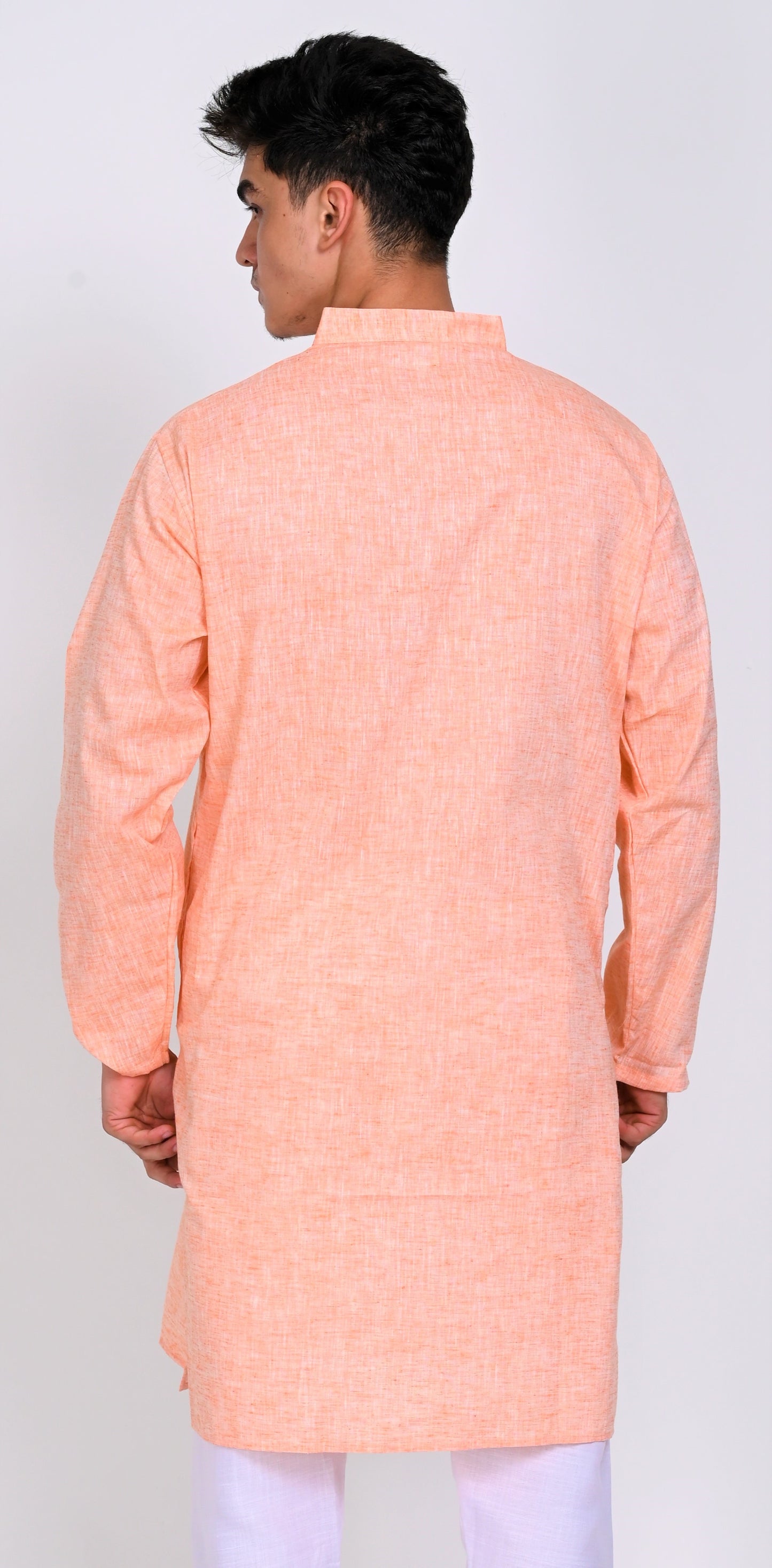 Men's Peach Premium Cotton Kurta