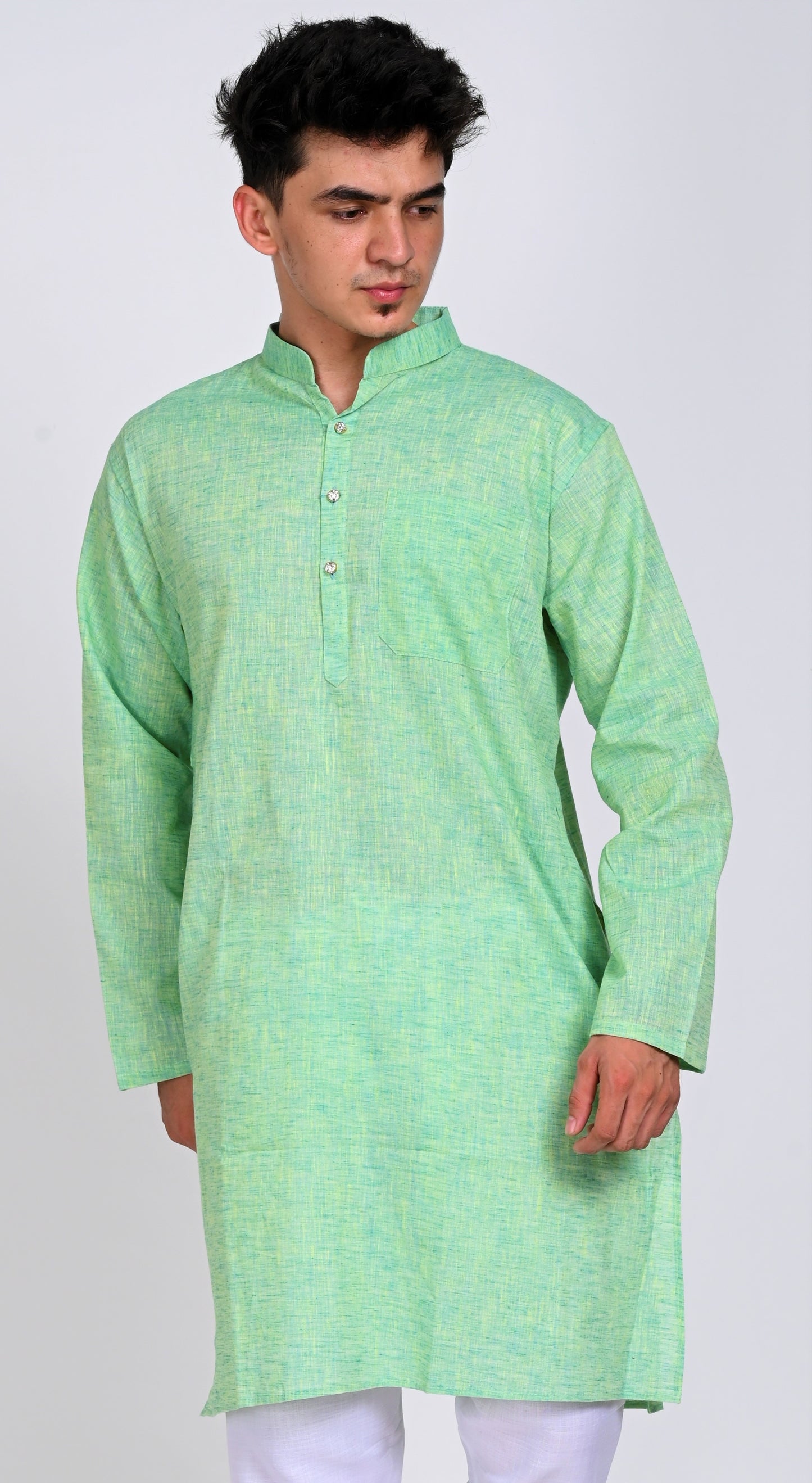 Men's Green Premium Cotton Kurta