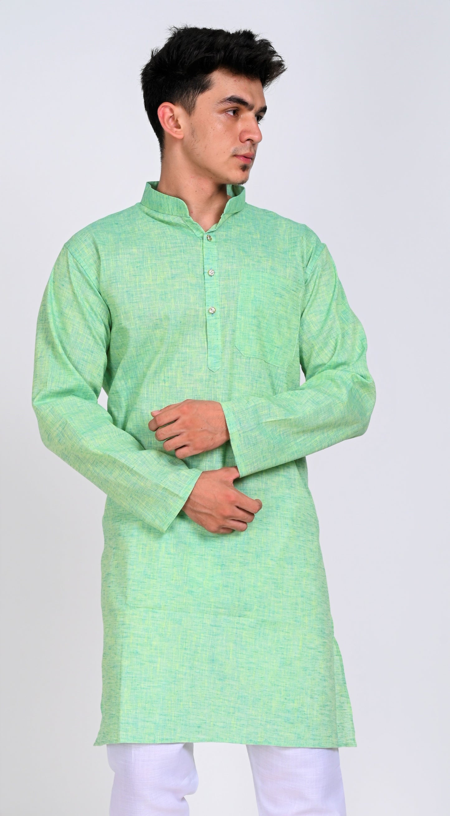 Men's Green Premium Cotton Kurta