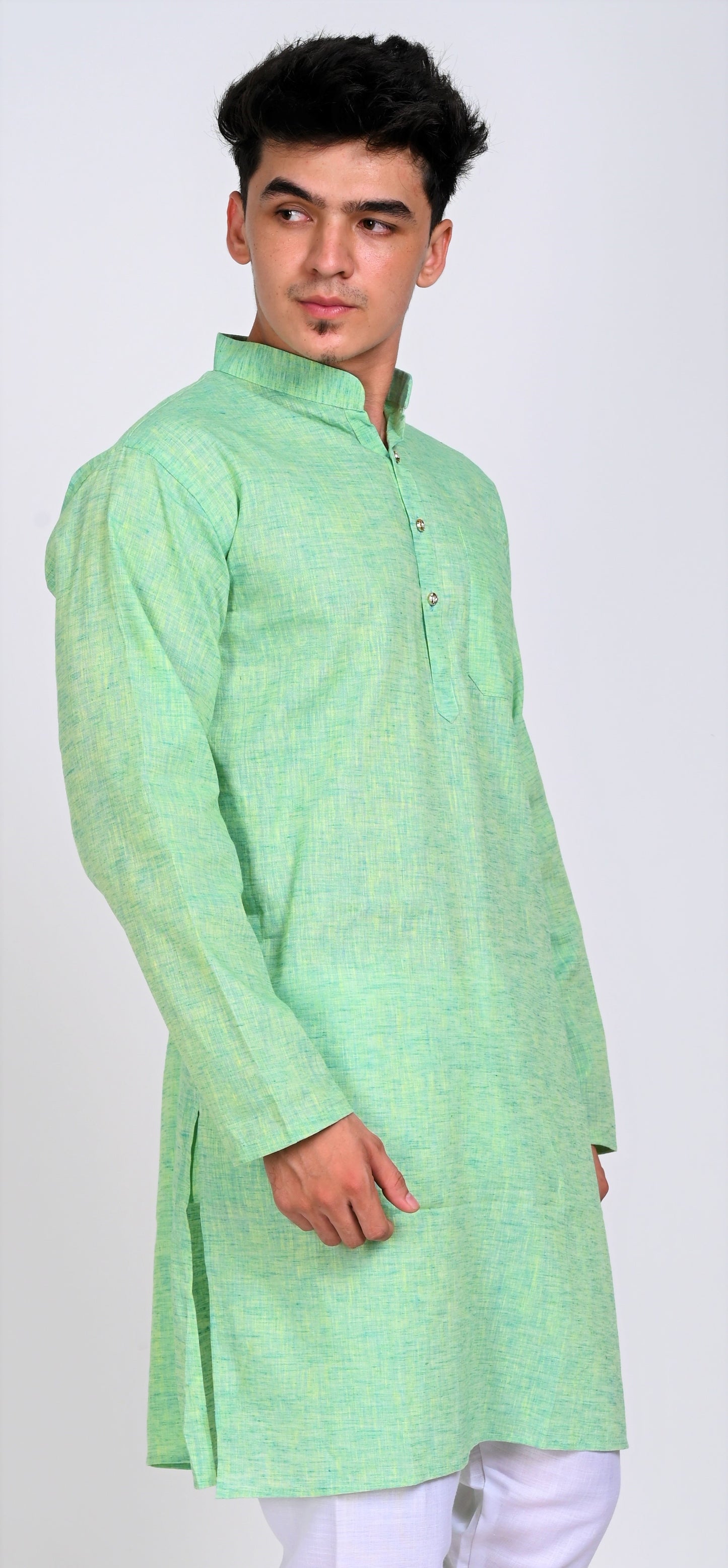 Men's Green Premium Cotton Kurta