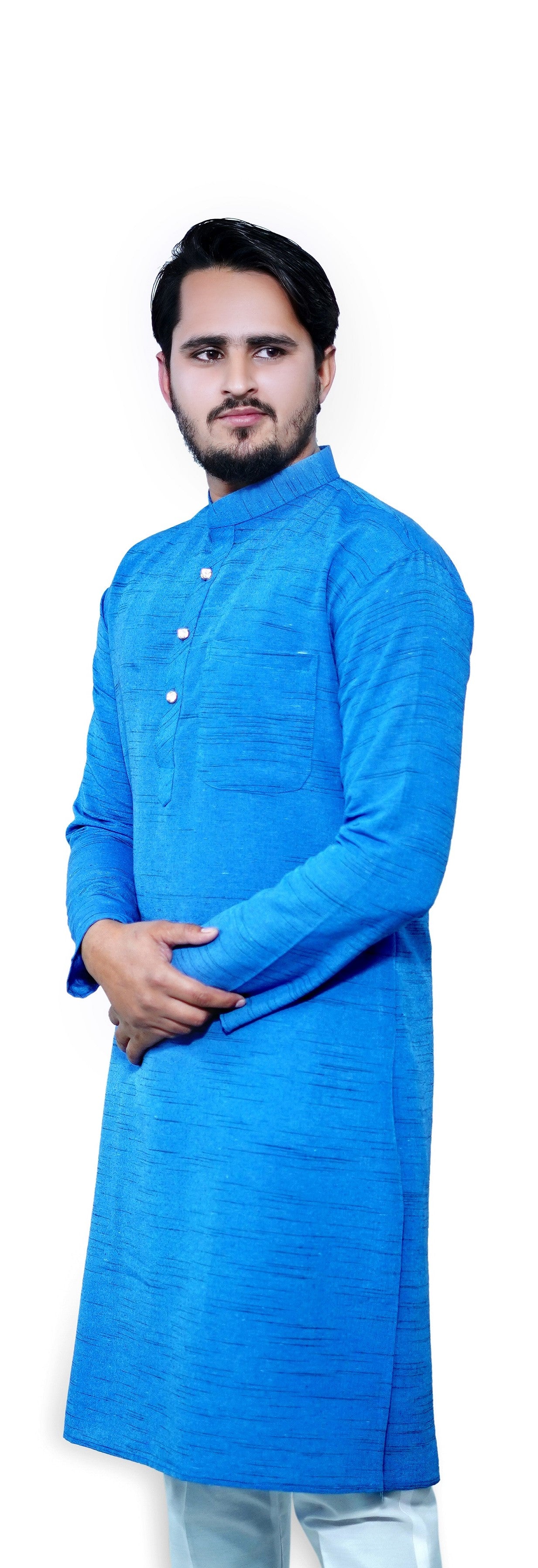 Men's Blue Cotton Khadi Kurta
