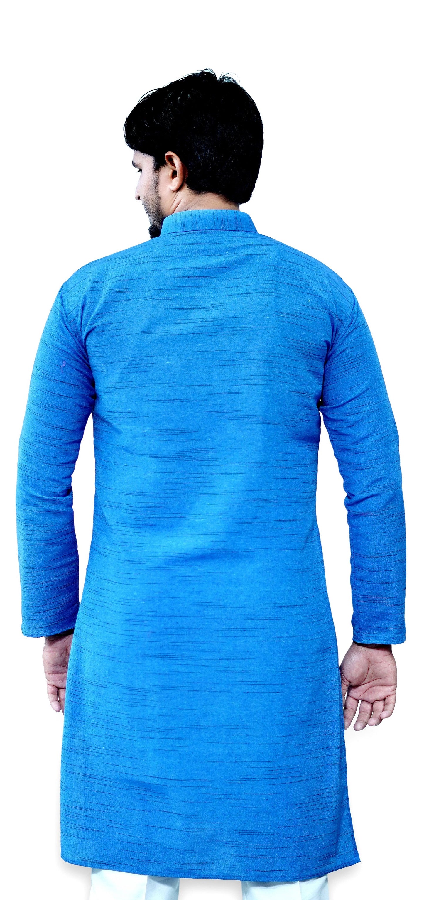 Men's Blue Cotton Khadi Kurta