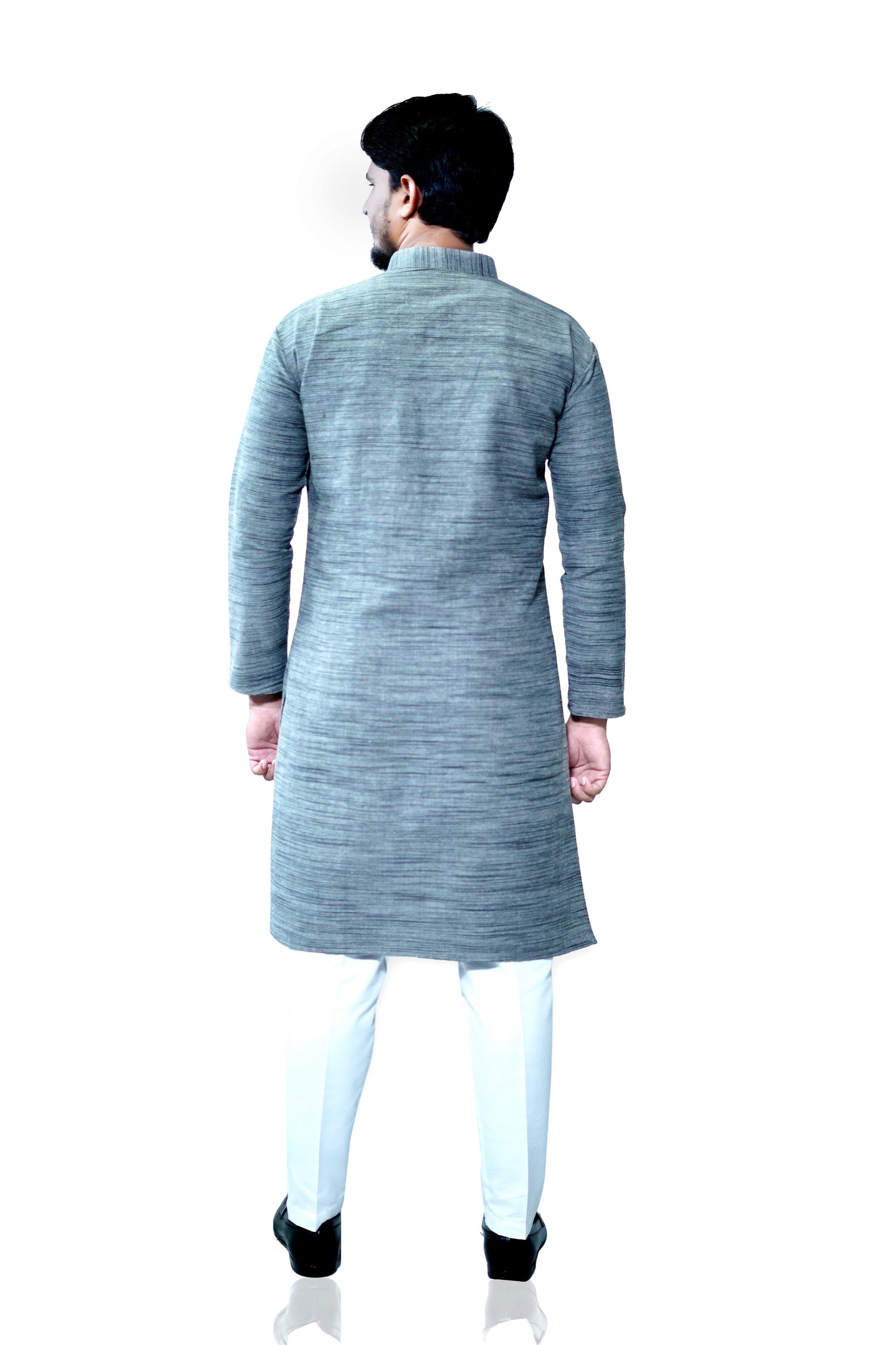 Men's Grey Cotton Khadi Kurta Pajama Set