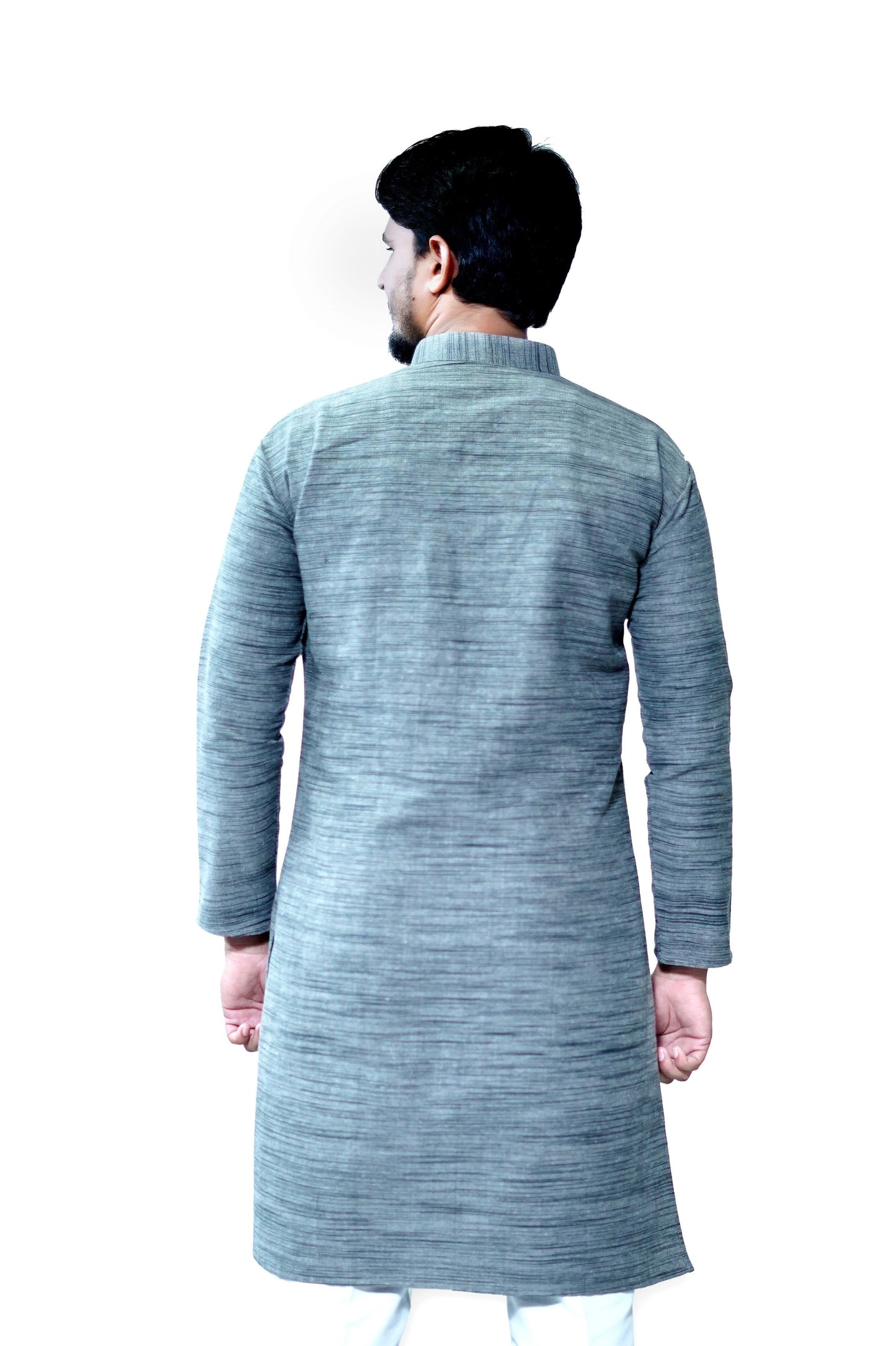 Men's Grey Cotton Khadi Kurta