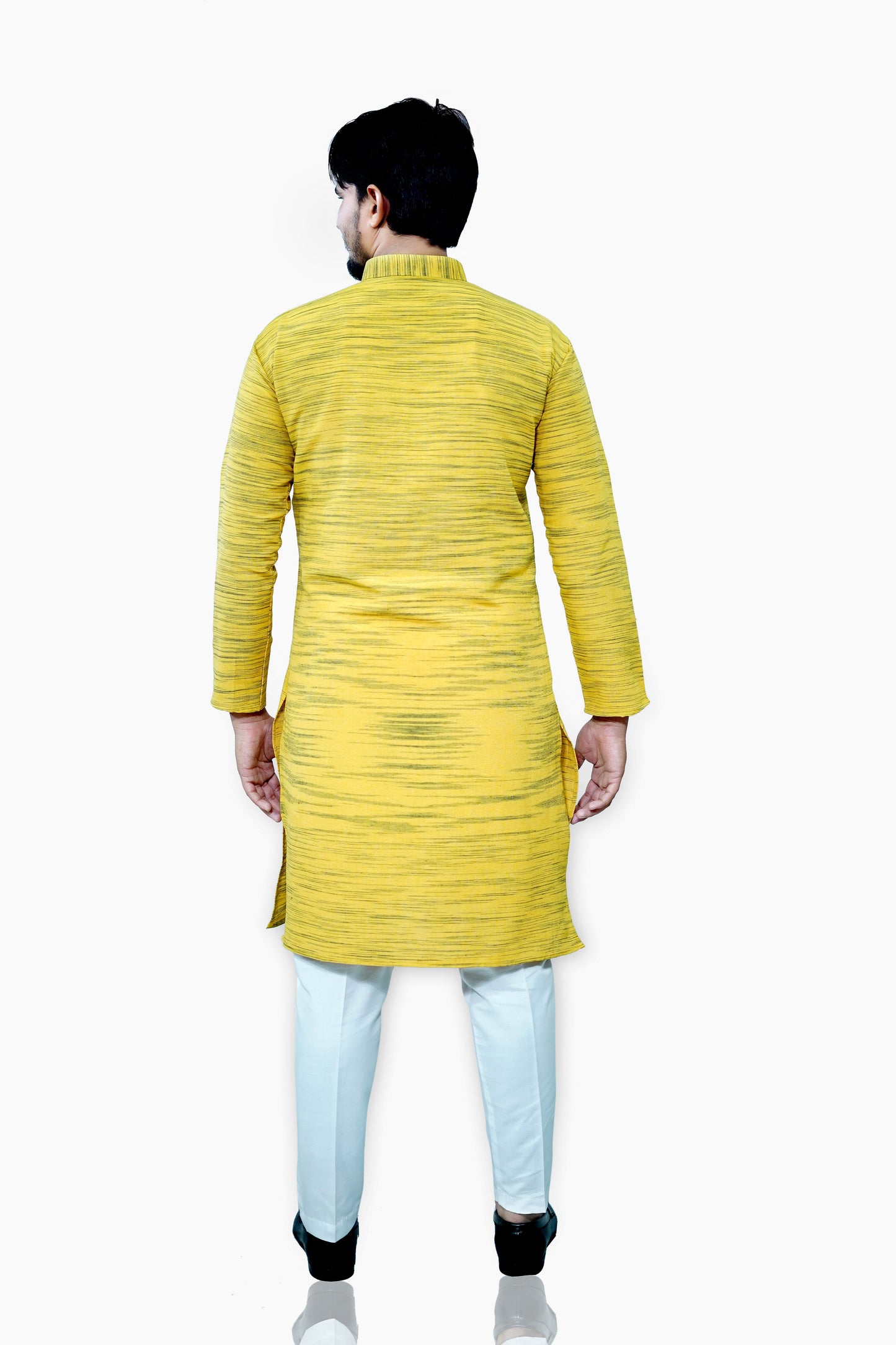Men's Yellow Cotton Khadi Kurta Pajama Set