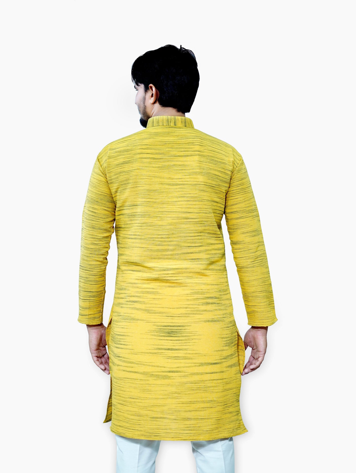 Men's Yellow Cotton Khadi Kurta