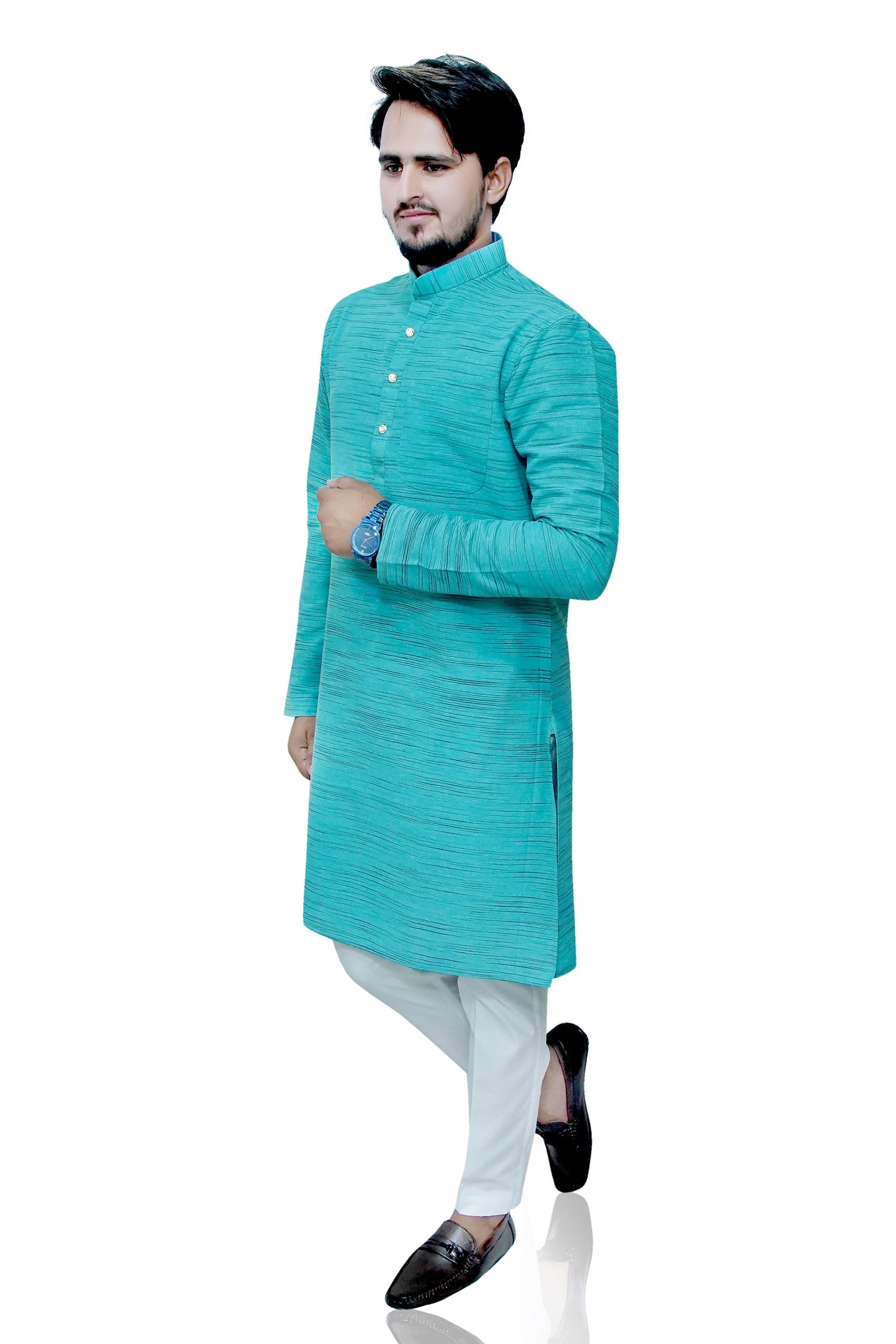 Men's Firozi Cotton Khadi Kurta Pajama Set