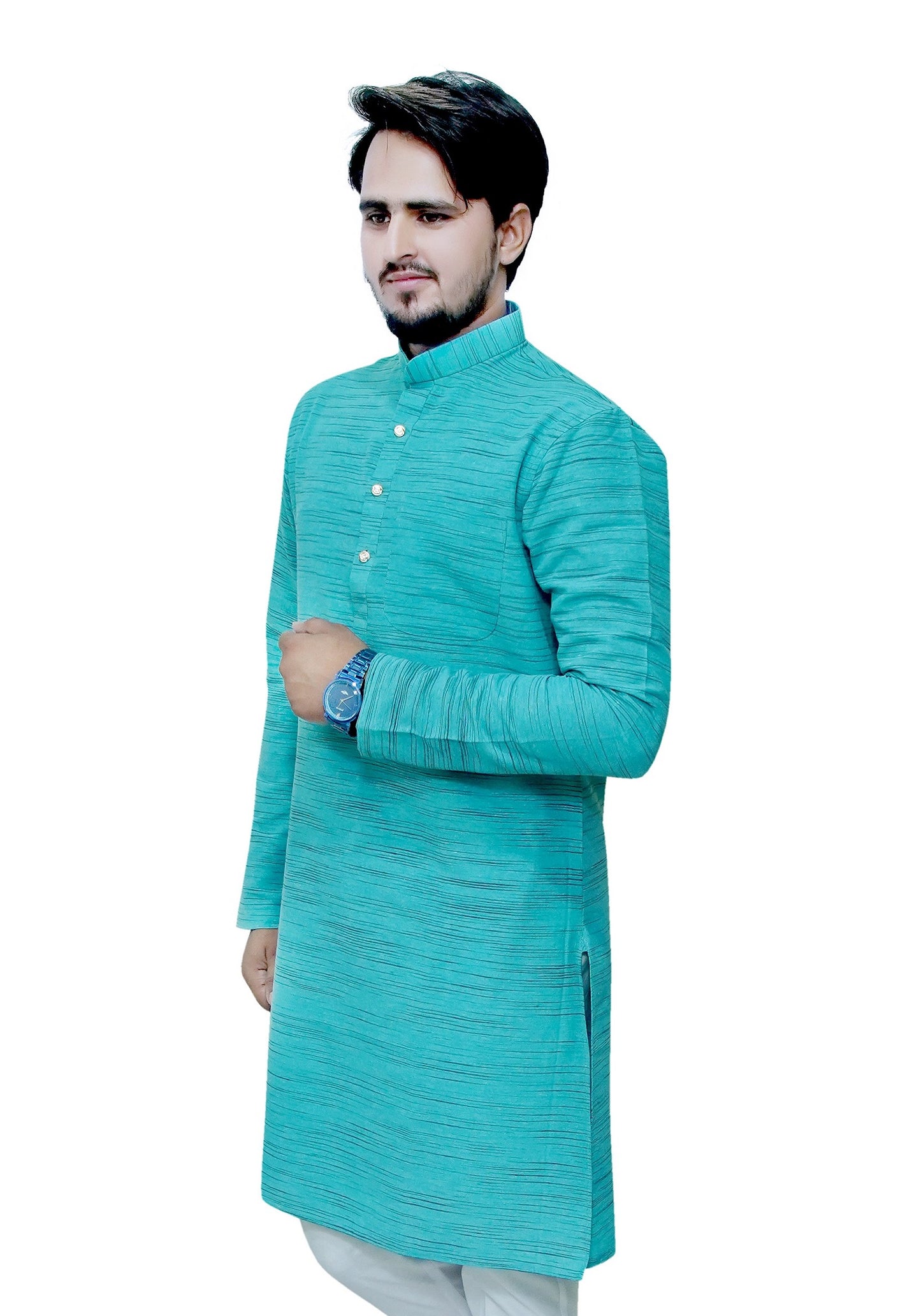 Men's Firozi Cotton Khadi Kurta
