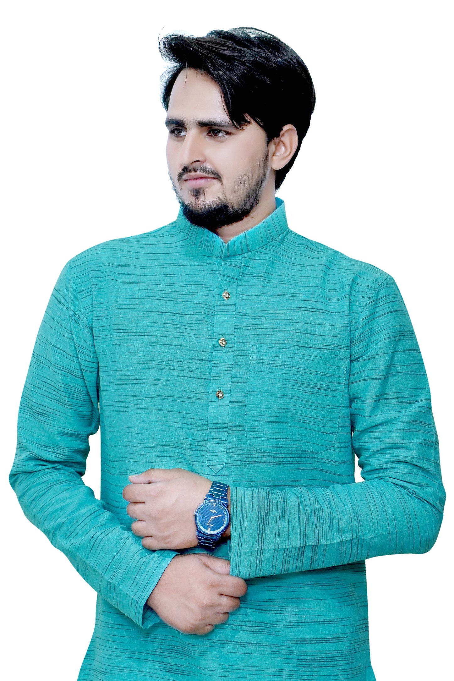 Men's Firozi Cotton Khadi Kurta