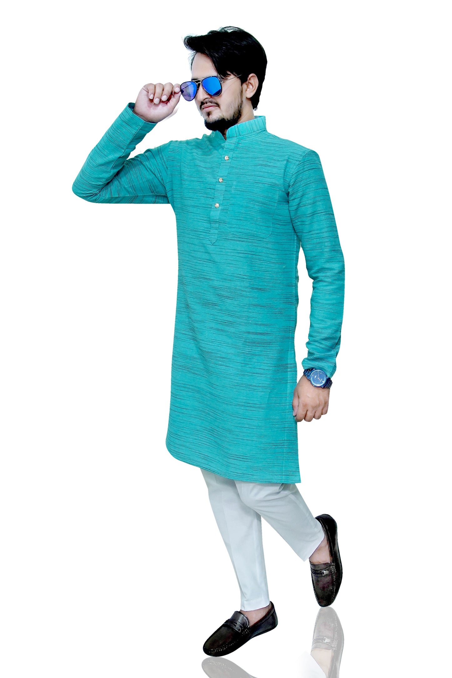 Men's Firozi Cotton Khadi Kurta Pajama Set