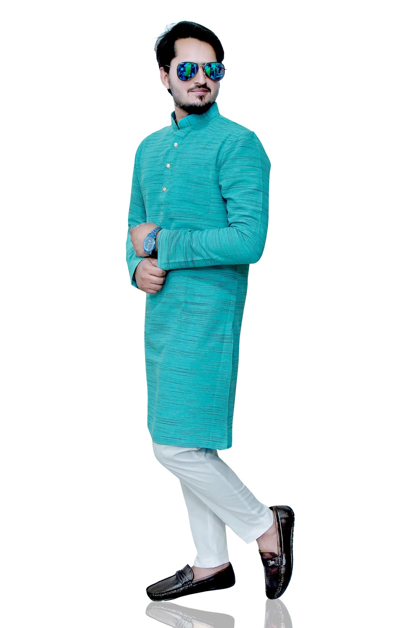 Men's Firozi Cotton Khadi Kurta Pajama Set