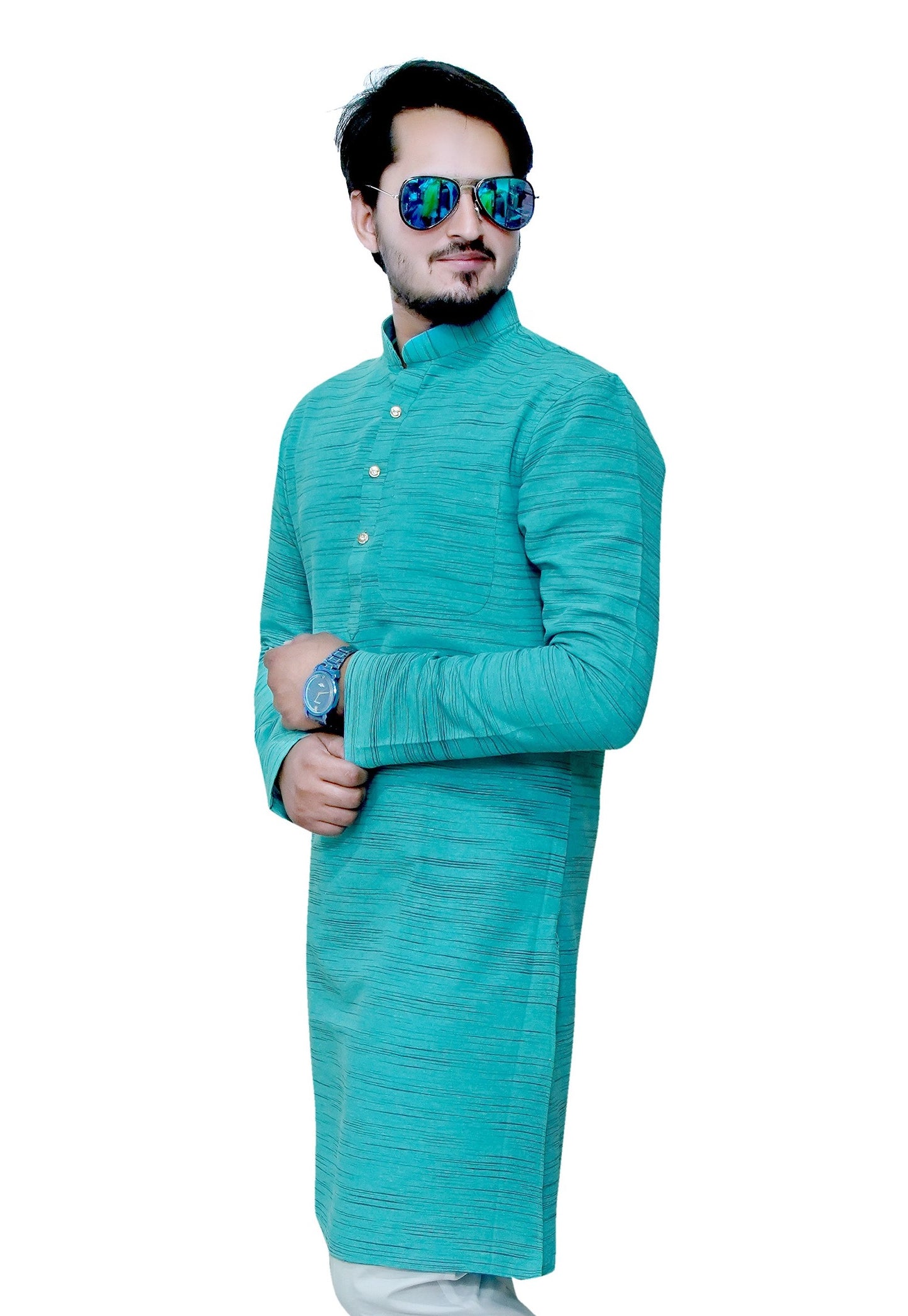 Men's Firozi Cotton Khadi Kurta