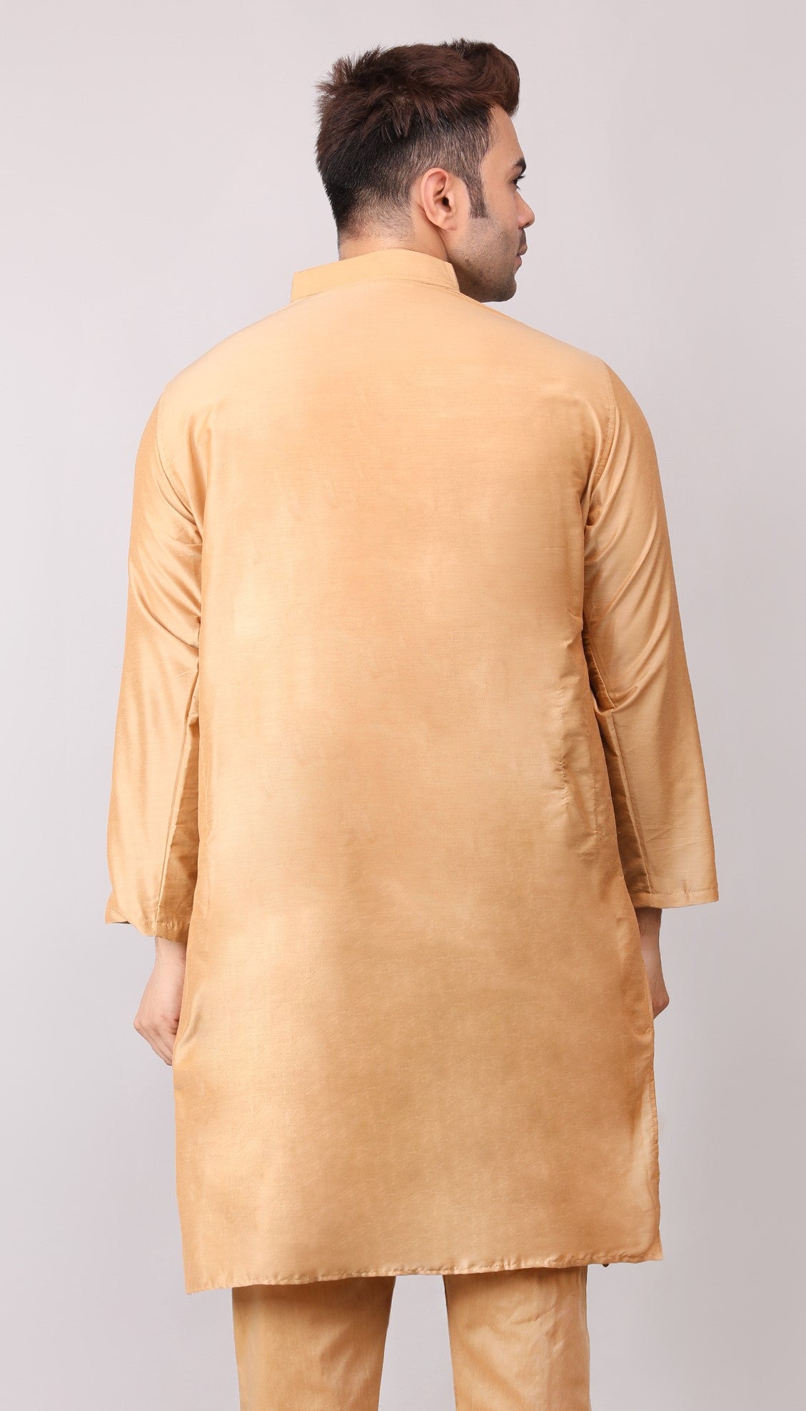 Men's Plain Beige Cotton Kurta