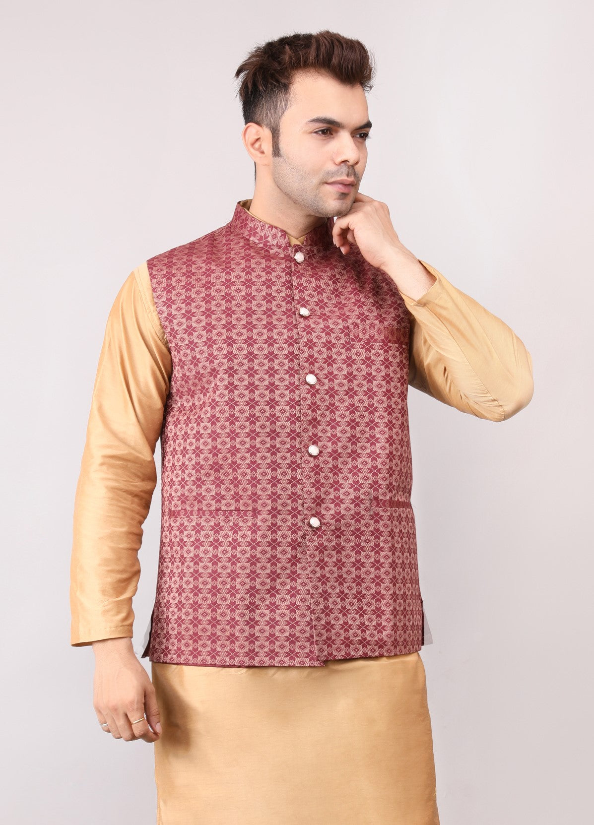 Men's Jawahar cut || Modi Jacket || Nehru Jacket Waist Coat || Vest Ethnic Wear Maroon