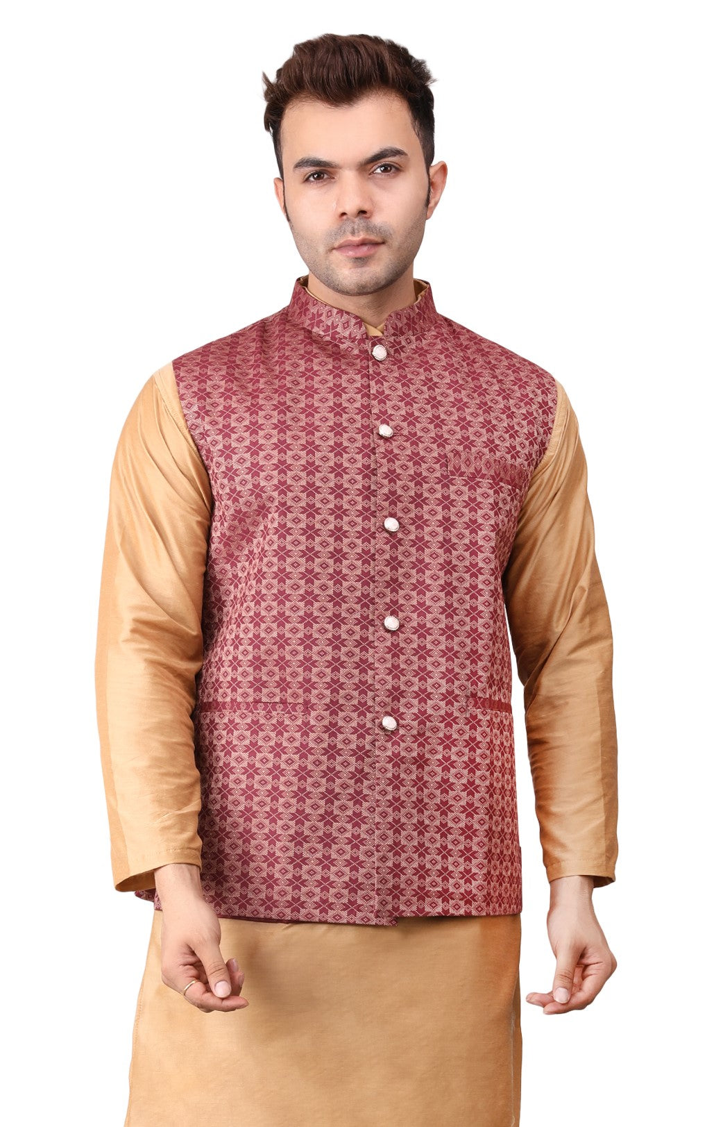 Men's Jawahar cut || Modi Jacket || Nehru Jacket Waist Coat || Vest Ethnic Wear Maroon