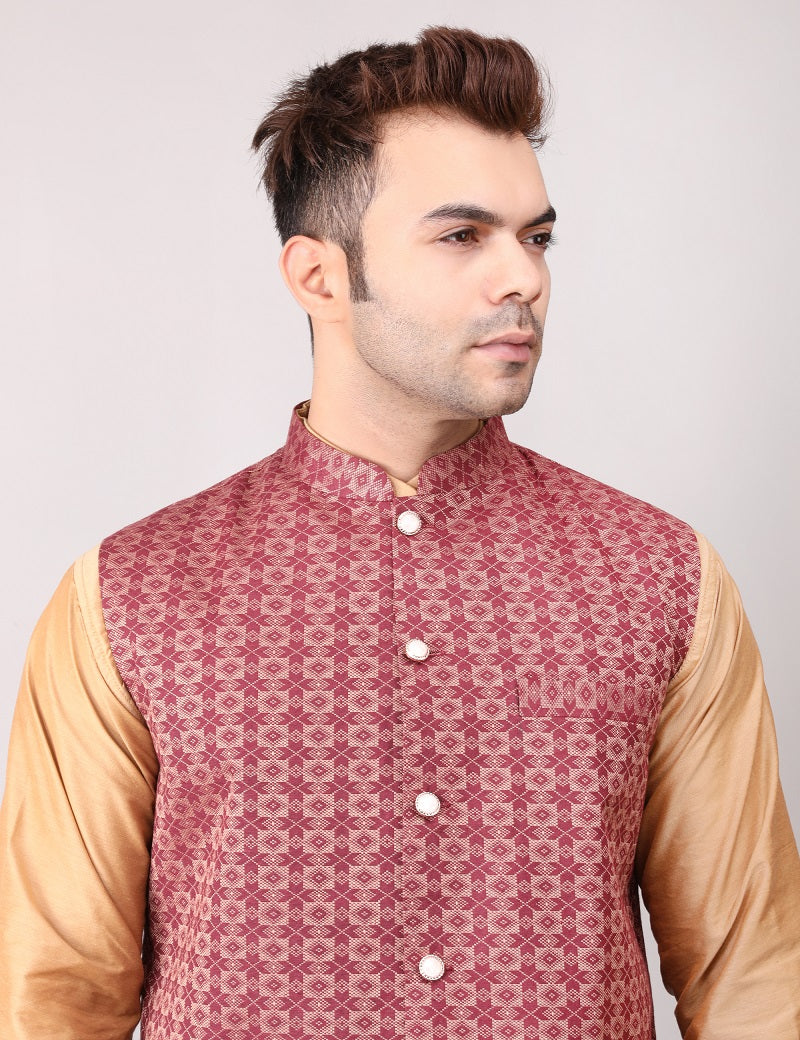 Men's Jawahar cut || Modi Jacket || Nehru Jacket Waist Coat || Vest Ethnic Wear Maroon