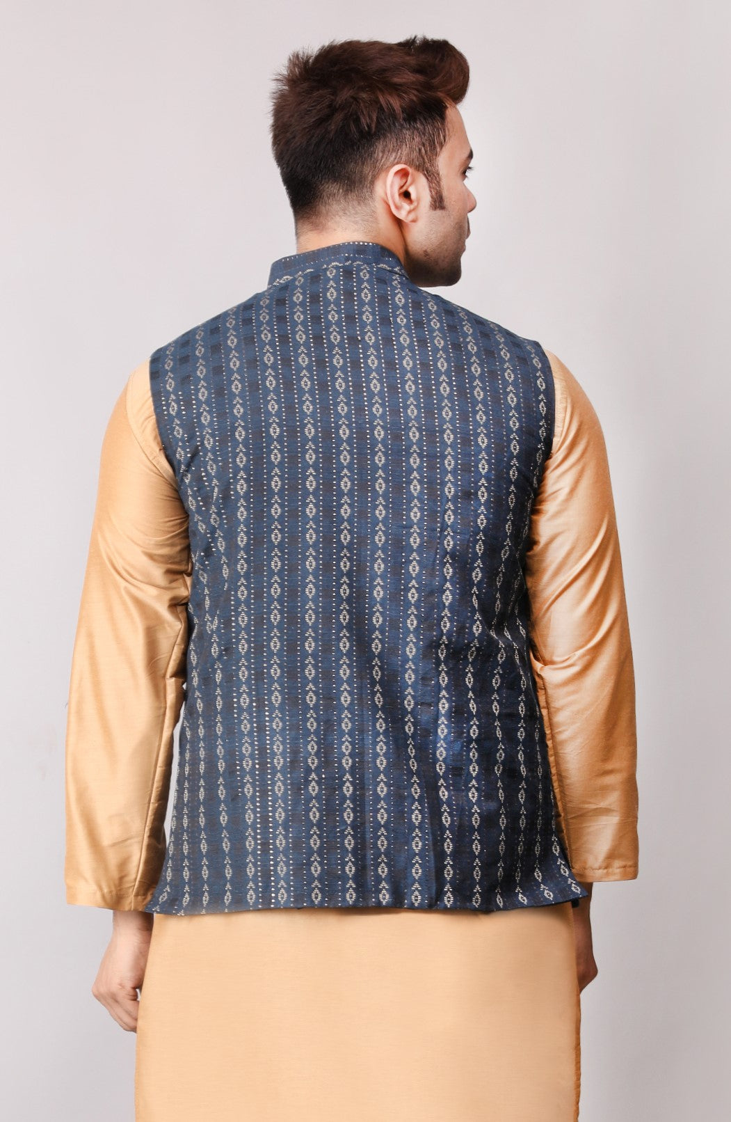 Men's Jawahar cut || Modi Jacket || Nehru Jacket Waist Coat || Vest Ethnic Wear Dark Blue Gold