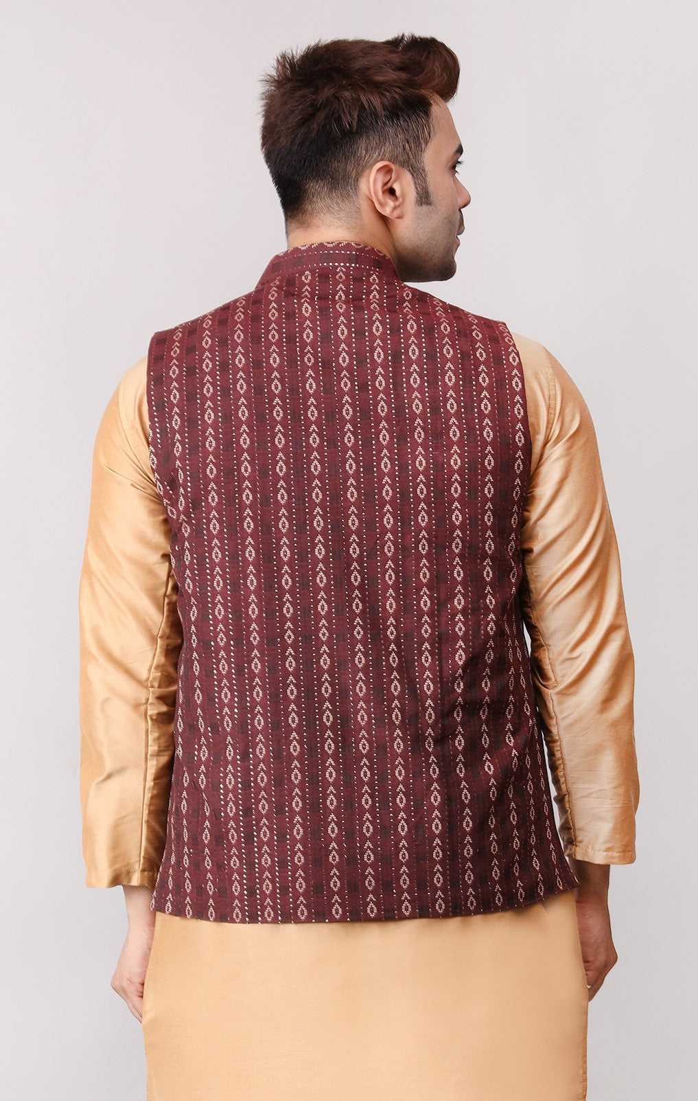 Men's Jawahar cut || Modi Jacket || Nehru Jacket Waist Coat || Vest Ethnic Wear Maroon Gold