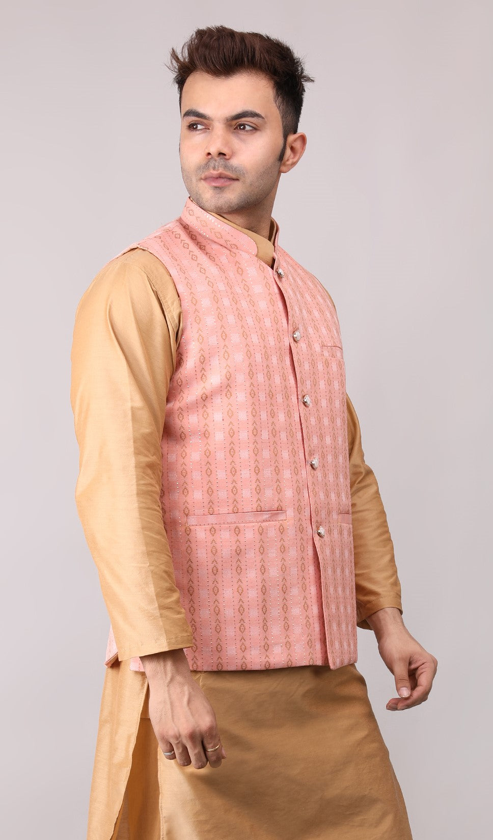 Men's Jawahar cut || Modi Jacket || Nehru Jacket Waist Coat || Vest Ethnic Wear Peach