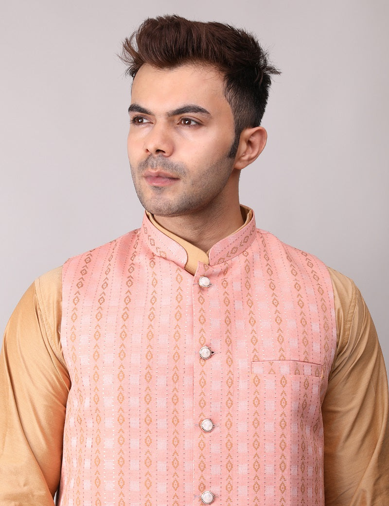 Men's Jawahar cut || Modi Jacket || Nehru Jacket Waist Coat || Vest Ethnic Wear Peach