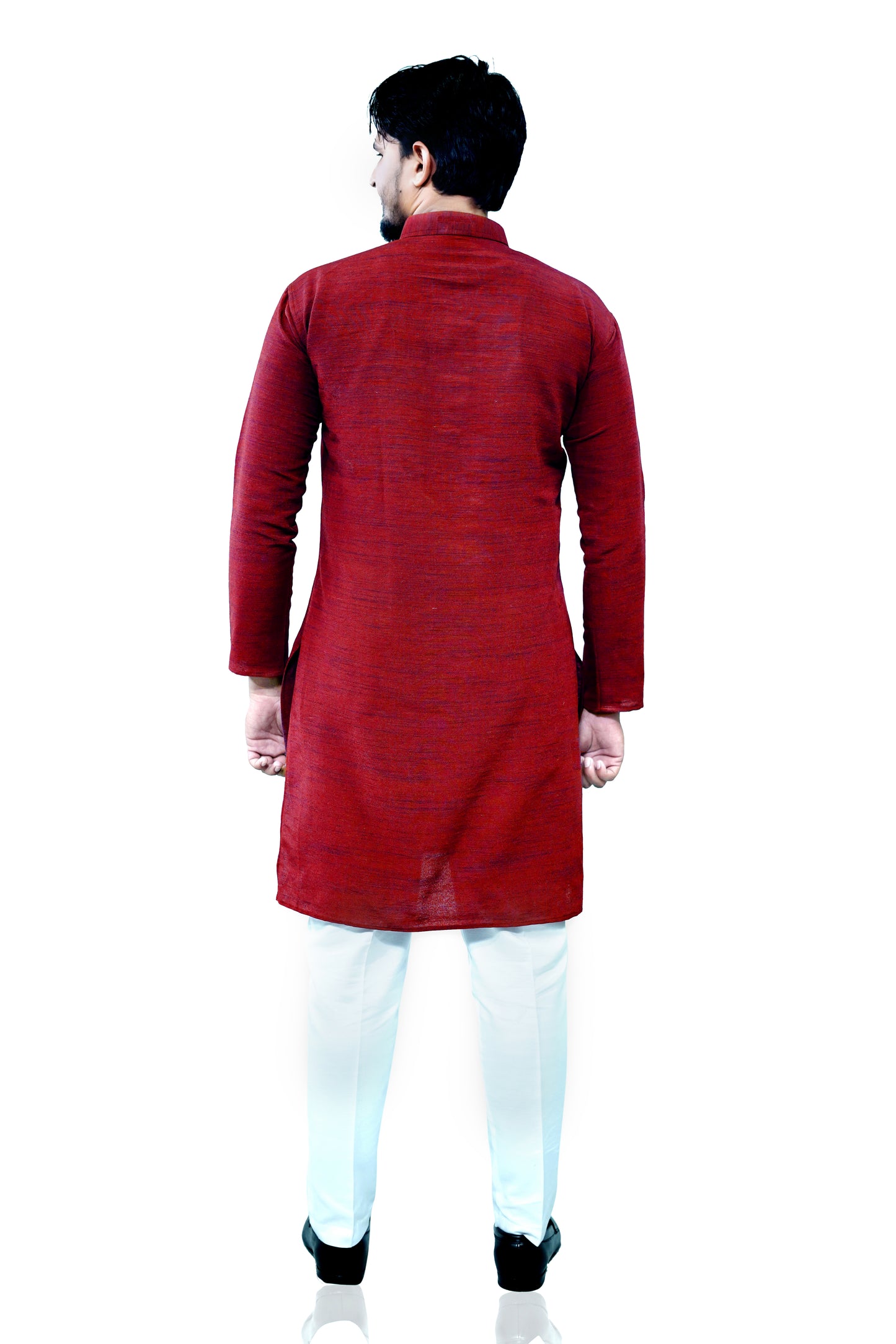 Men's Maroon Cotton Khadi Kurta Pajama Set