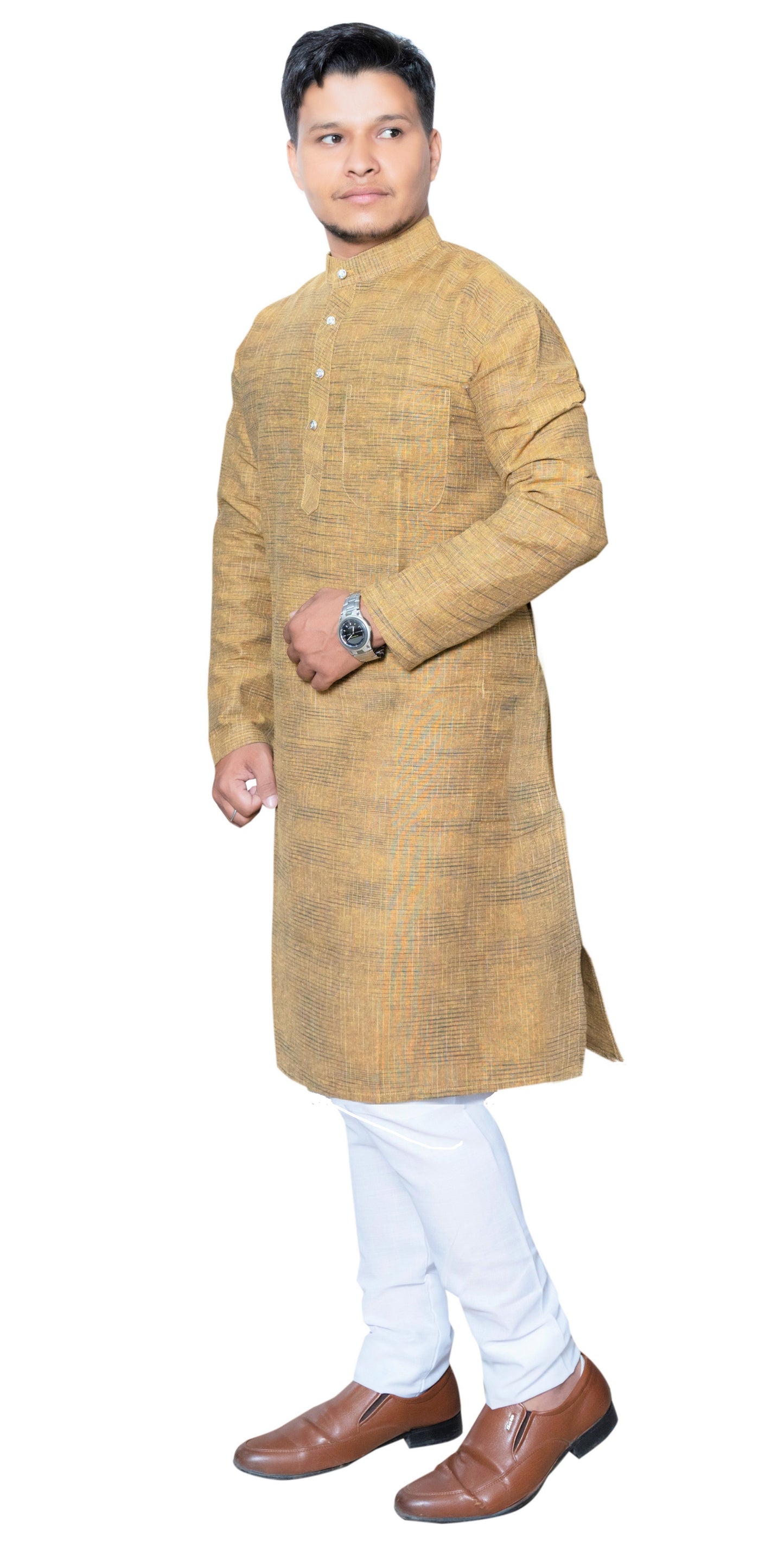 Men's Mustard Cotton Khadi Kurta Pajama Set
