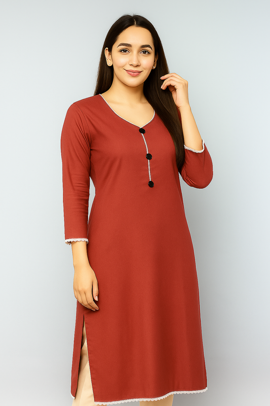 Women's Straight Solid Kurti