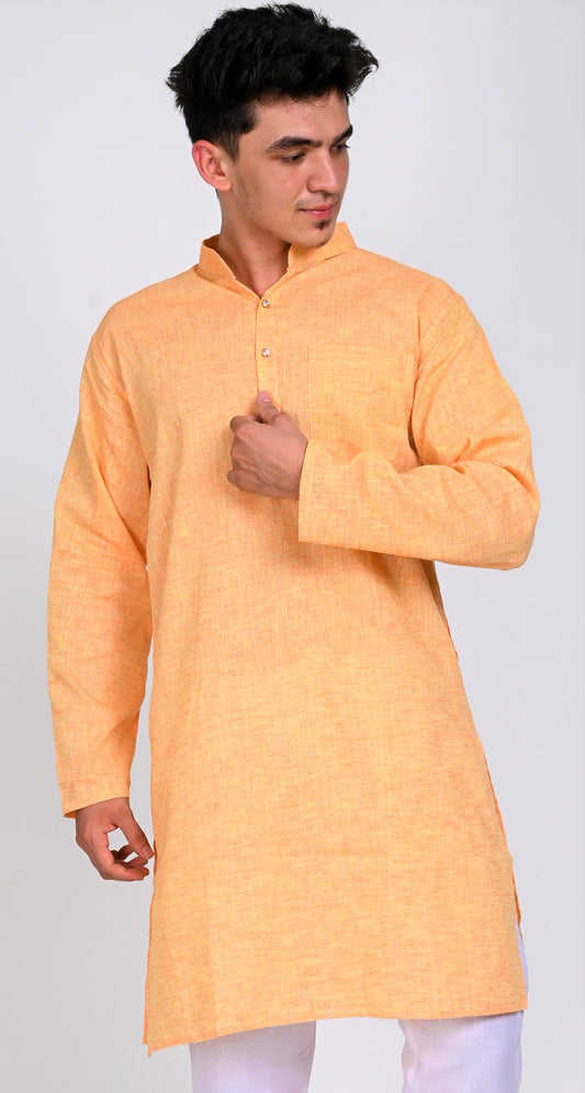 Men's Yellow Premium Cotton Kurta