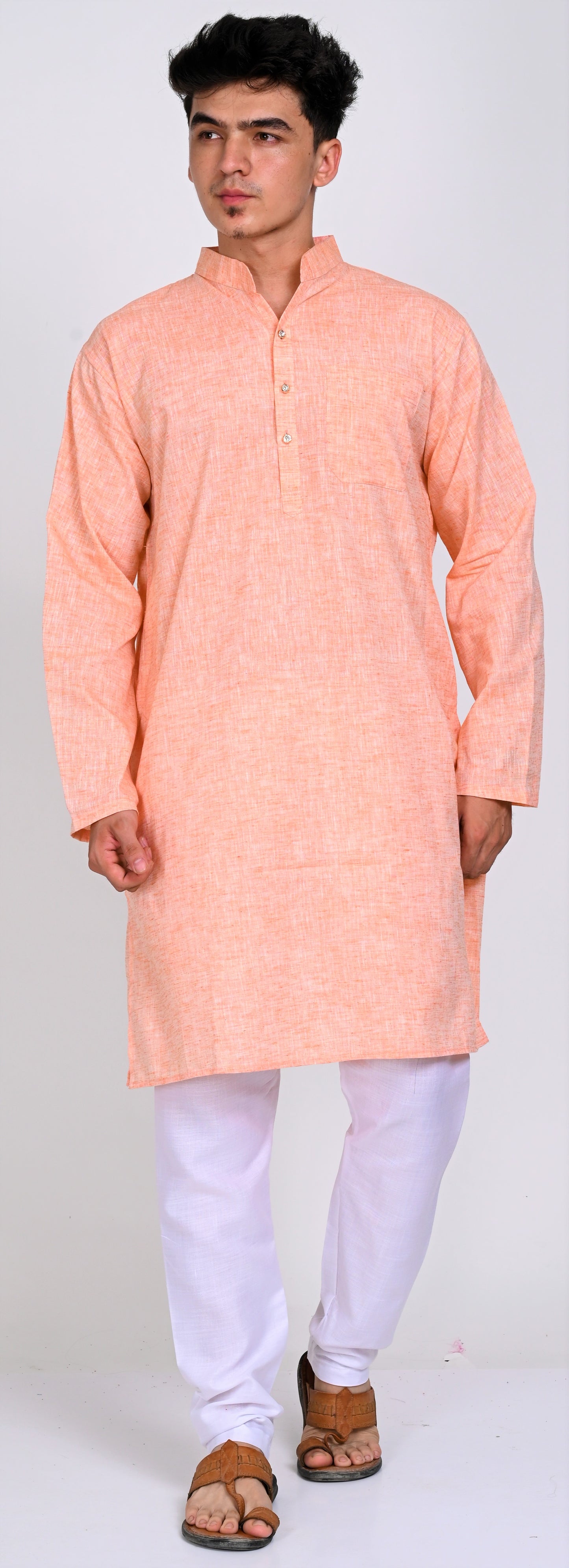Men's Peach Premium Cotton Kurta Pajama Set