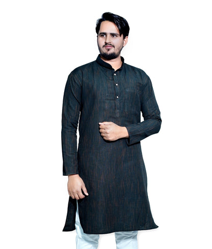 Men's Black Cotton Khadi Kurta