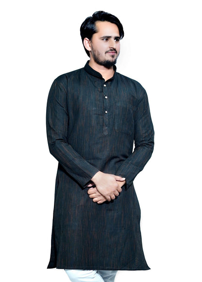 Men's Black Cotton Khadi Kurta
