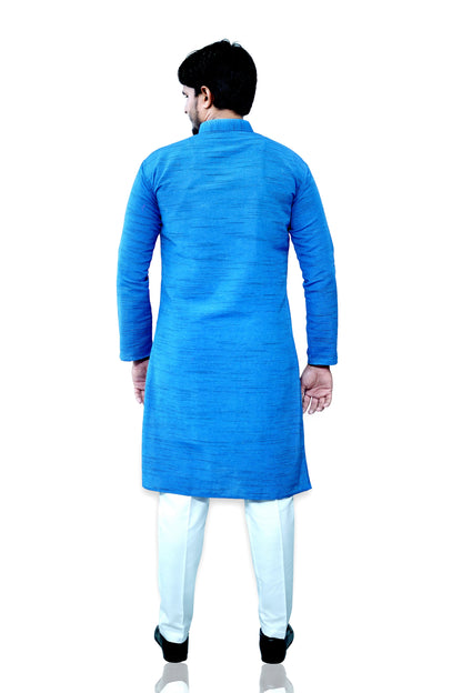 Men's Blue Cotton Khadi Kurta Pajama Set