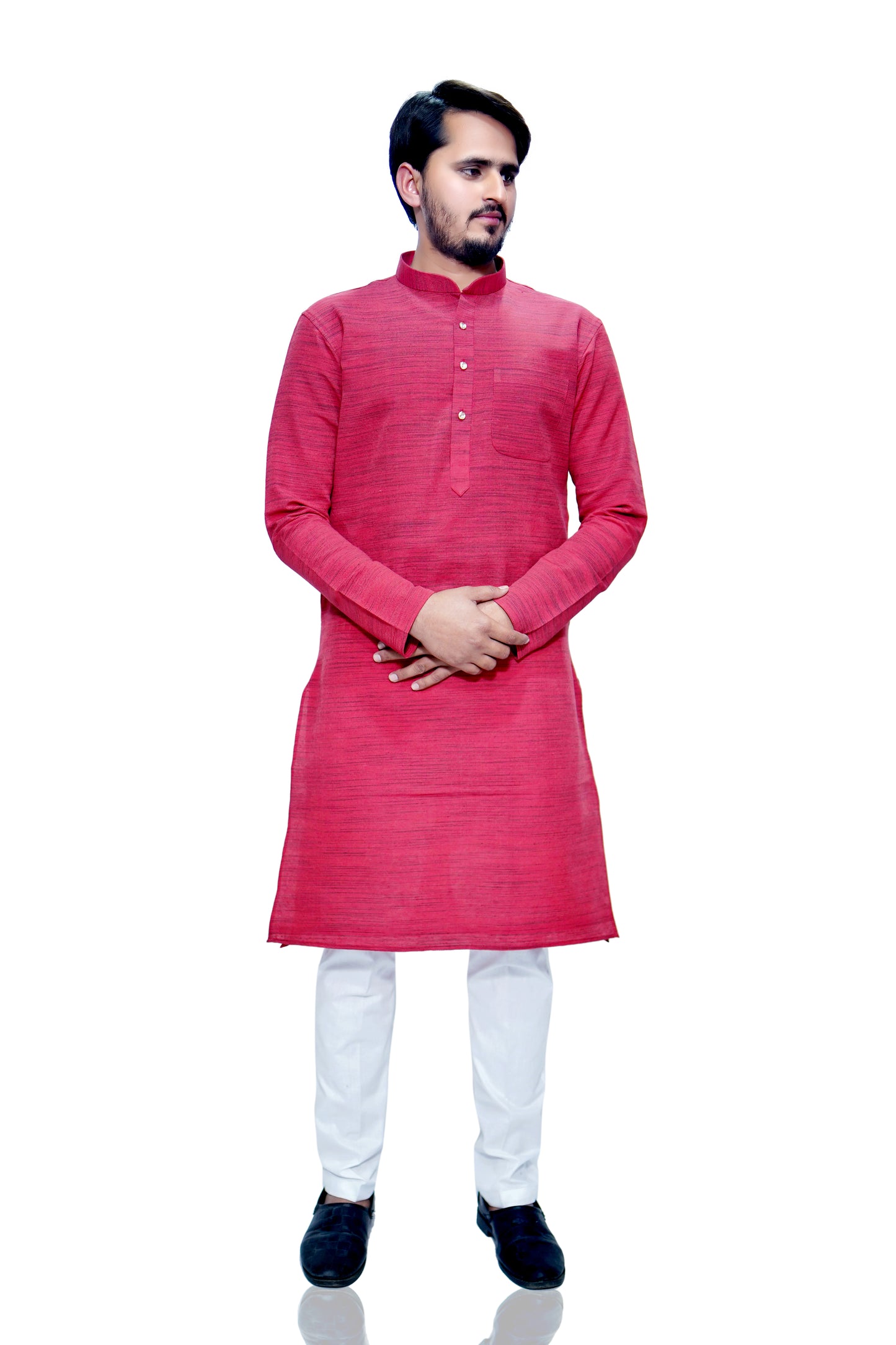 Men's Red Cotton Khadi Kurta Pajama Set