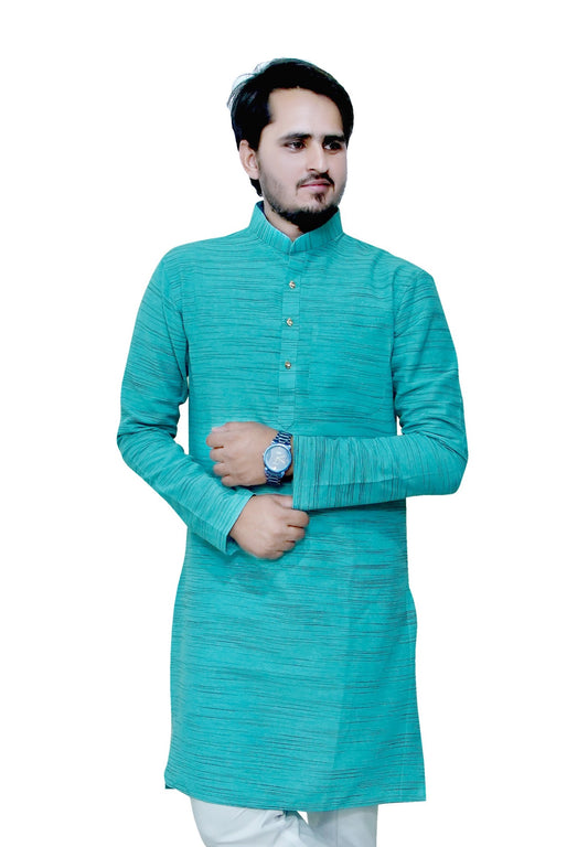 Men's Firozi Cotton Khadi Kurta