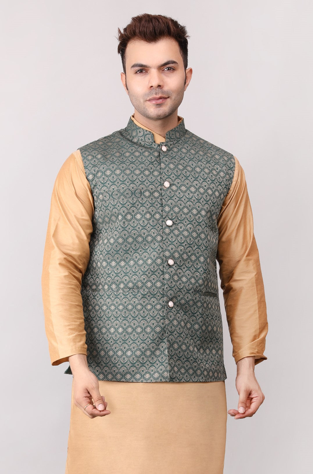 Men's Jawahar cut || Modi Jacket || Nehru Jacket Waist Coat || Vest Ethnic Wear Dark Green
