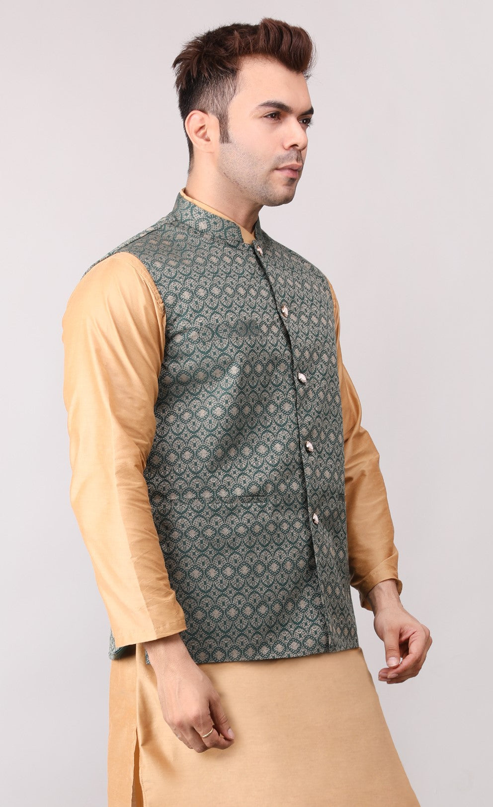 Men's Jawahar cut || Modi Jacket || Nehru Jacket Waist Coat || Vest Ethnic Wear Dark Green