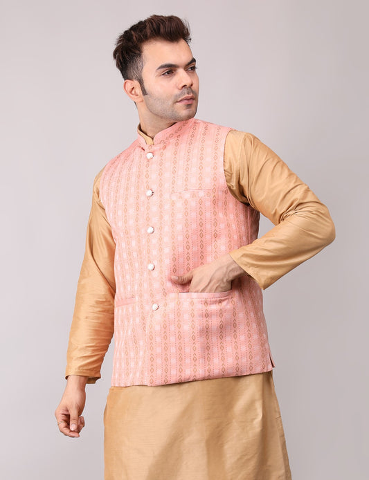 Men's Jawahar cut || Modi Jacket || Nehru Jacket Waist Coat || Vest Ethnic Wear Peach