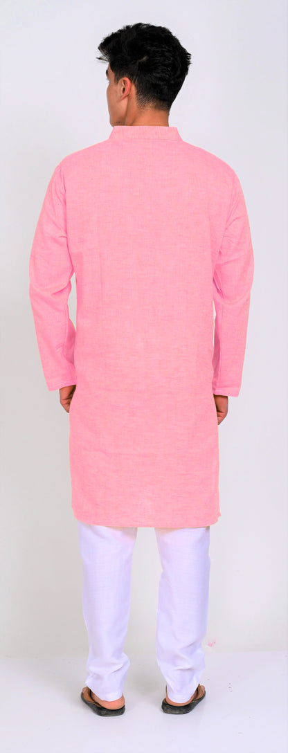 Men's Pink Premium Cotton Kurta Pajama Set