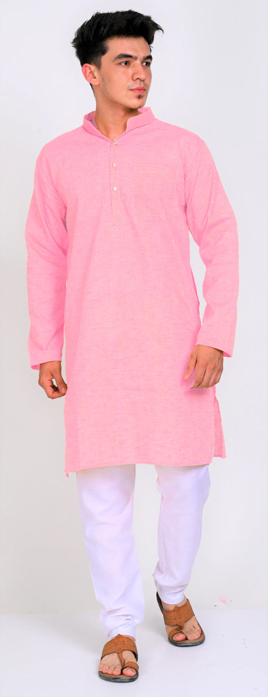 Men's Pink Premium Cotton Kurta Pajama Set