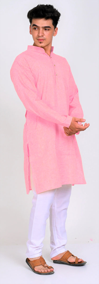 Men's Pink Premium Cotton Kurta Pajama Set