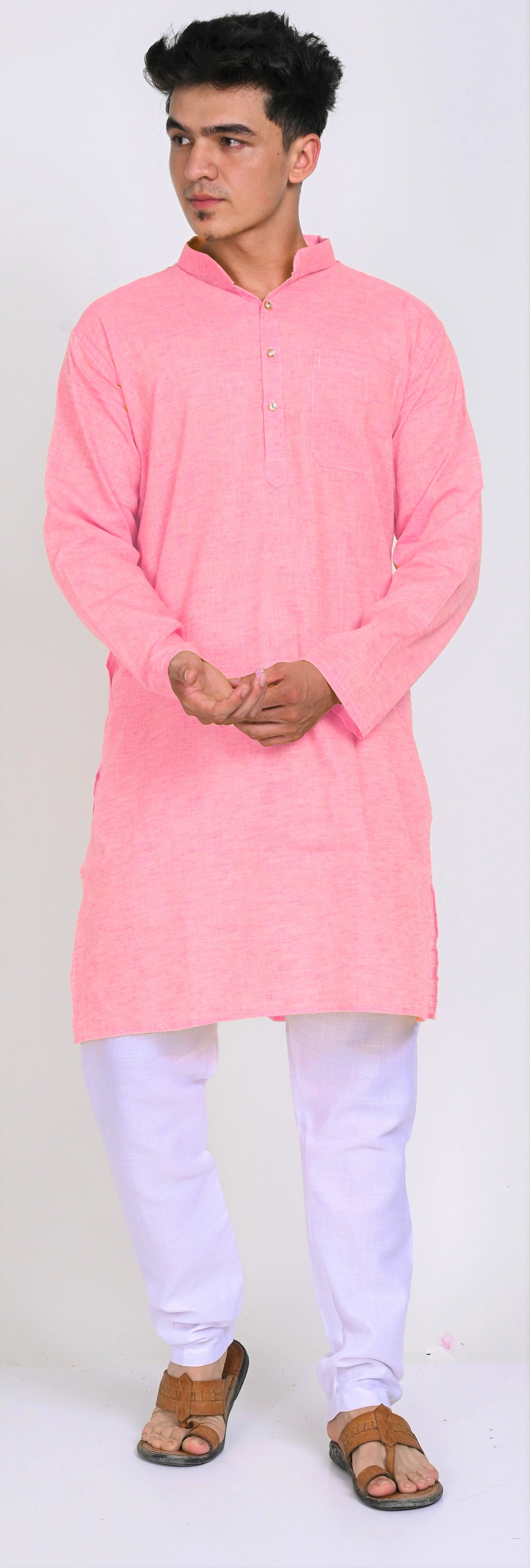 Men's Pink Premium Cotton Kurta Pajama Set