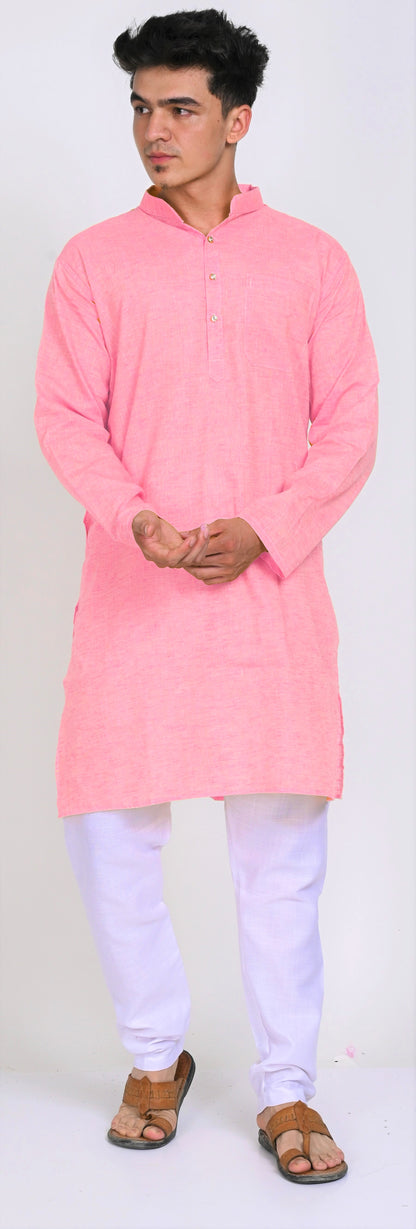 Men's Pink Premium Cotton Kurta Pajama Set