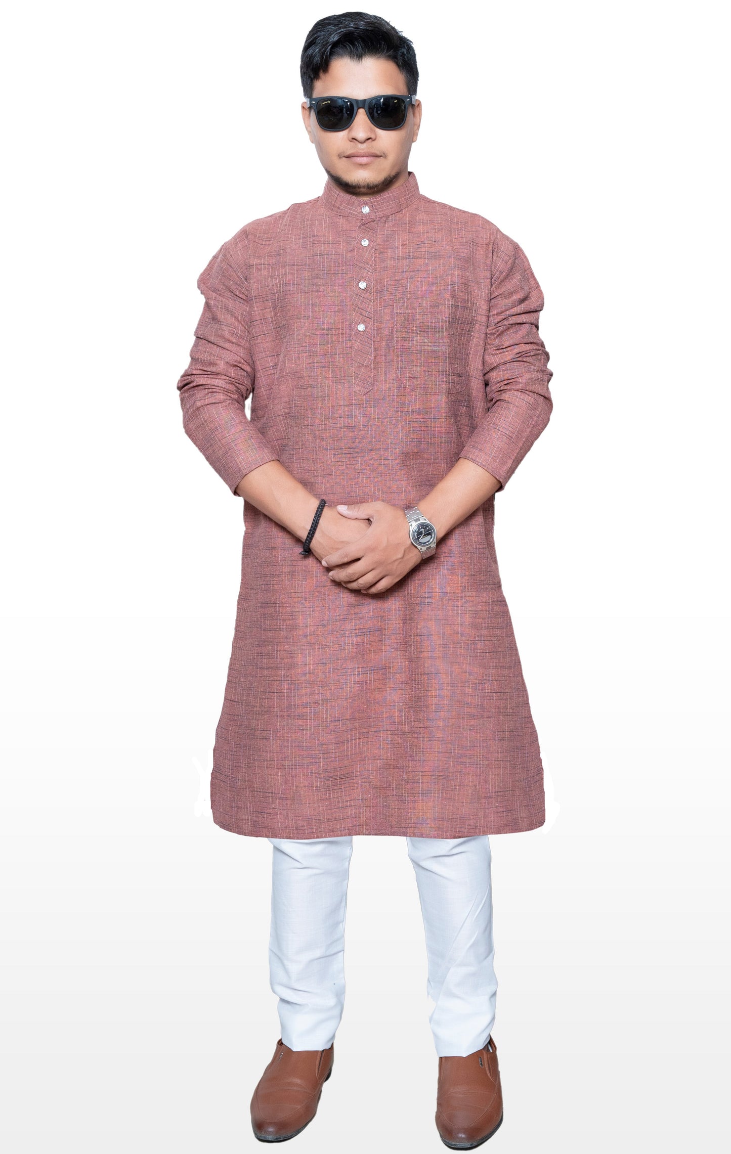 Men's Brown Cotton Khadi Kurta Pajama Set