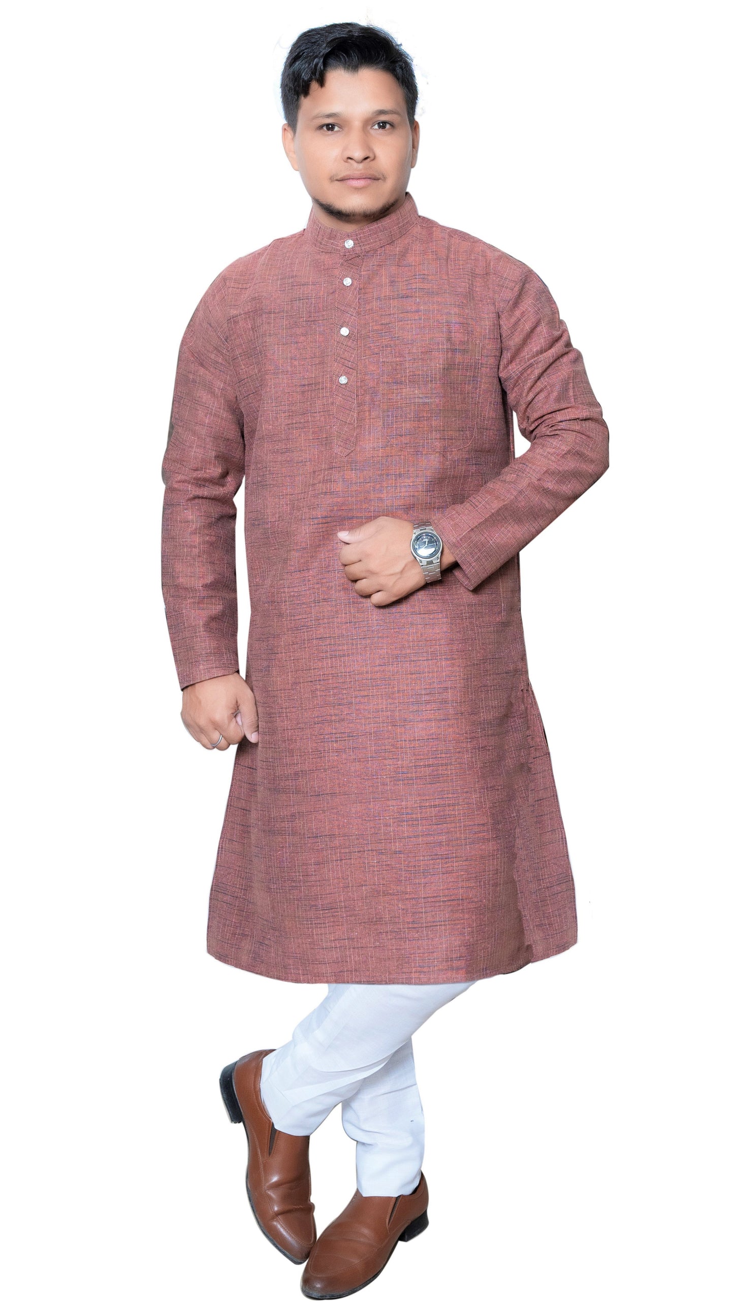 Men's Brown Cotton Khadi Kurta Pajama Set