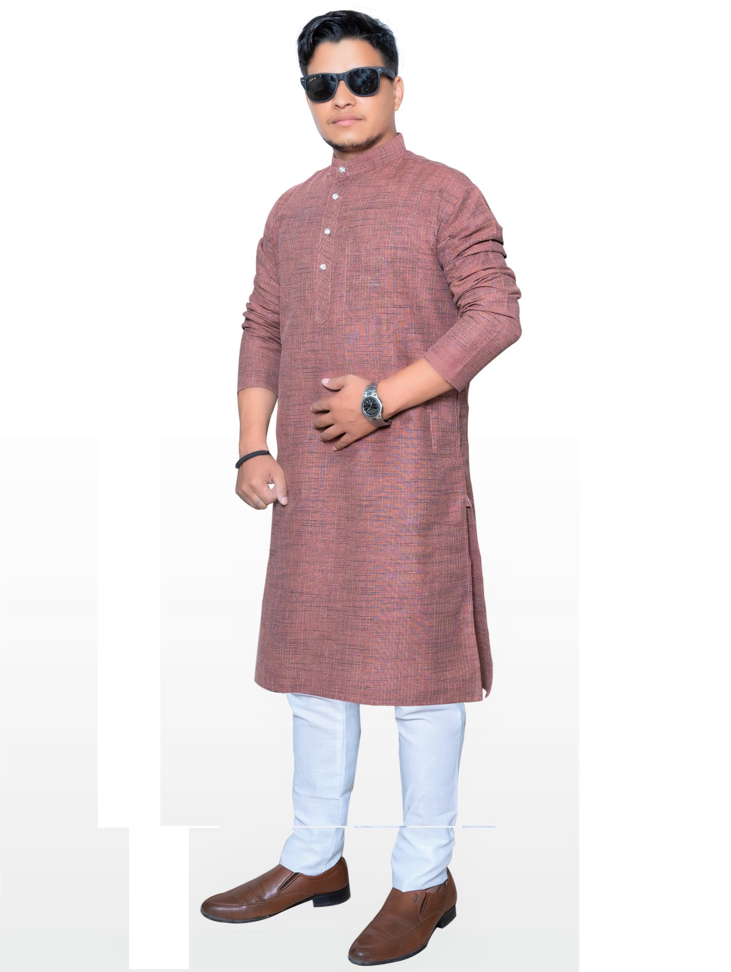 Men's Brown Cotton Khadi Kurta Pajama Set