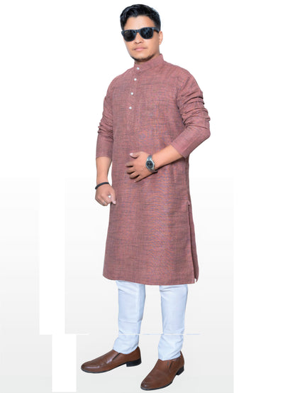 Men's Brown Cotton Khadi Kurta Pajama Set